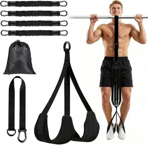 Pull‑Up Assistance Band System with Foot Straps – 4×65LB Resistance Bands + Extension Strap for Assisted Pull‑Ups, Chin‑Ups, Strength Training & Rehab – Adjustable Home Gym Upper‑Body Trainer