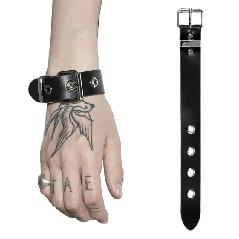 Cool Punk Bracelets Men Women Retro Bracelet Adjustable Wrist Belt Buckle Styles Cuff Bangle Bracelet for Party Club Daily Wear