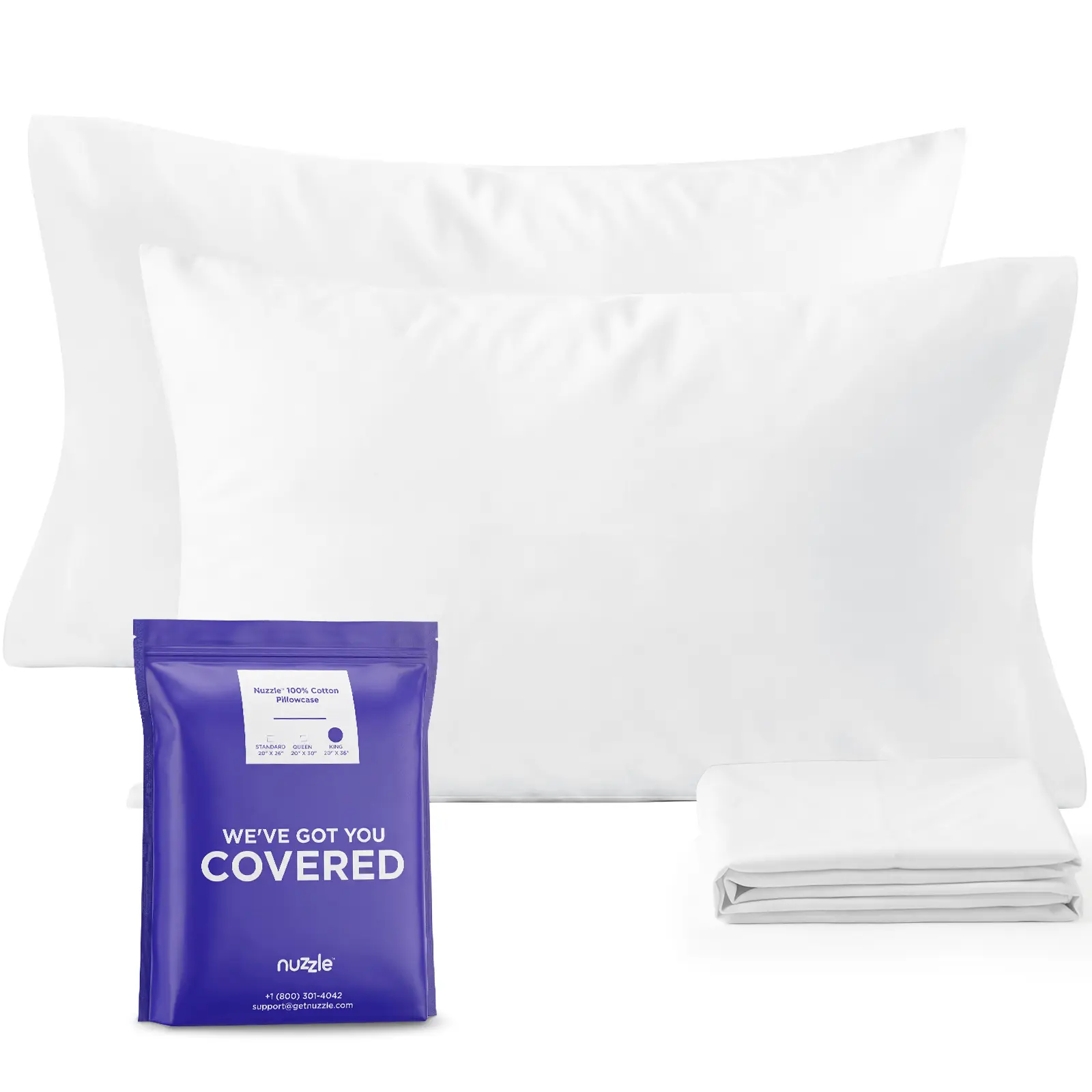 Nuzzle Cooling Adjustable King Size Pillow Set of 2 and Pillowcases（The Pillow Comes with a Pillowcase）