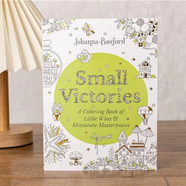 Johanna Basford Small Victories Adult Coloring Book - Stress Relief, Creative Relaxation, Therapeutic Pages with Aesthetic Pastel Markers Set, Coloring Books