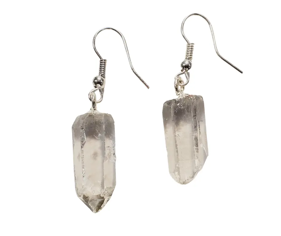 Clear Quartz Point Earrings on Sterling Silver .5-.75"