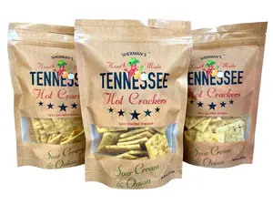 Sherman's Tennessee Hot Crackers, Sour Cream & Onion Flavor, 3 pack. (6oz each), Spicy Snack Crackers. Creamy Sour Cream & Onion with a savory and spicy twist
