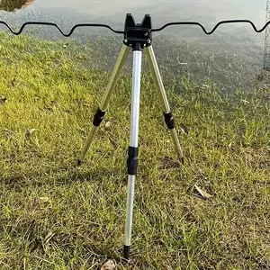 2counts/1count Aluminum Alloy Fishing Rods Holder,  Retractable Adjustable Tripod, Outdoor Fishing Accessories for Outdoor Fishing