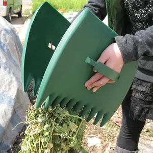 2pcs Leaf Scoops Hand Rakes - Large Plastic Garden Grabbers for Picking Up Leaves, Grass Clippings, Debris - Durable Gardening Hand Tools Set