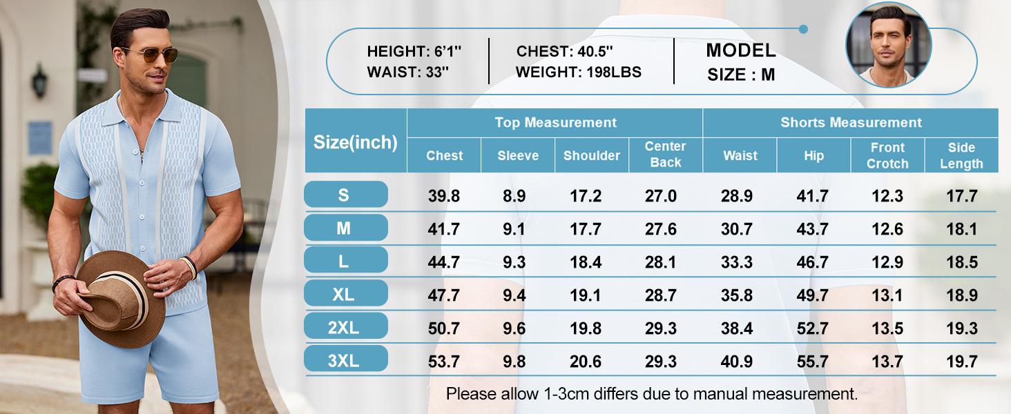 COOFANDY Men's 2 Piece Outfit Vintage Short Sleeve Button Down Knit Polo Shirts Casual Beach Shorts Sets COOFANDY Men's 2 Piece Outfit Vintage Short Sleeve Button Down Knit Polo Shirts Casual Beach Shorts Sets