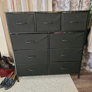 DWVO Chest of Drawer with 9 Drawers for Bedroom Fabric Dresser Storage Drawers With Handles Metal Frame for Living Room, Hallway, Nursery