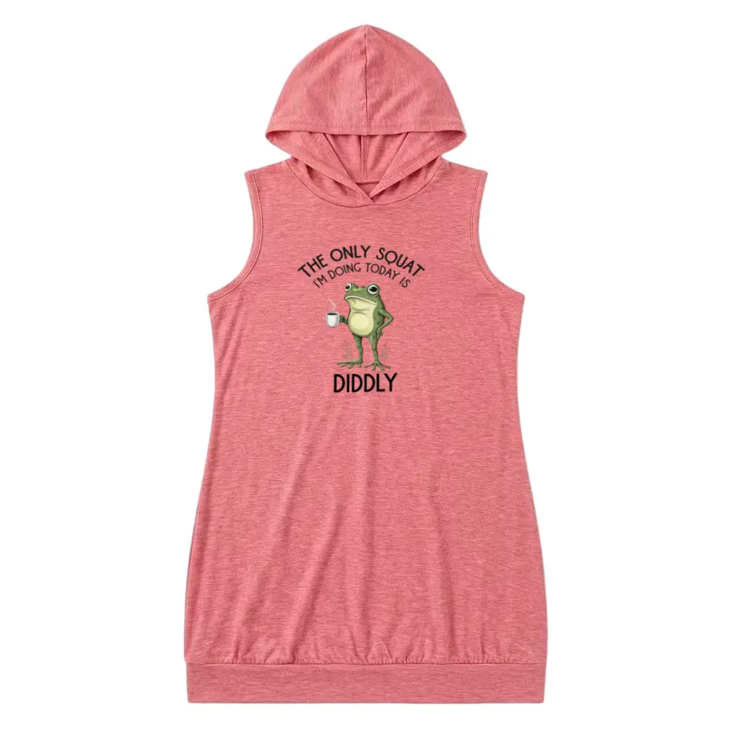 Sarcastic Women’s Hooded Tank Dress with Funny Frog Graphic – Perfect for a Playful Look Casual Sleeveless
