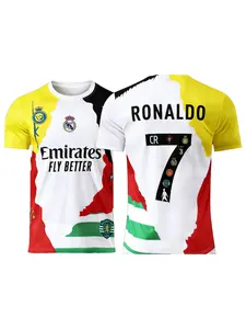 Commemorative Edition Cristiano Ronaldo No.7 Riyadh Retro Children's Football Sports Men's and Women's T-shirts
