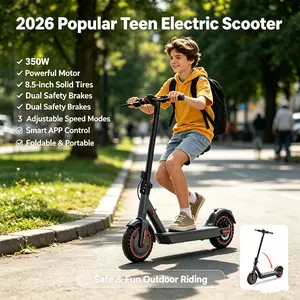 2026 Popular Teen Foldable Electric Scooter - 350W Motor, Dual Brakes, 8.5-Inch Solid Tires, 3 Adjustable Speed Modes, Smart APP Control - Safe Outdoor Riding Gift for Kids,summerwins