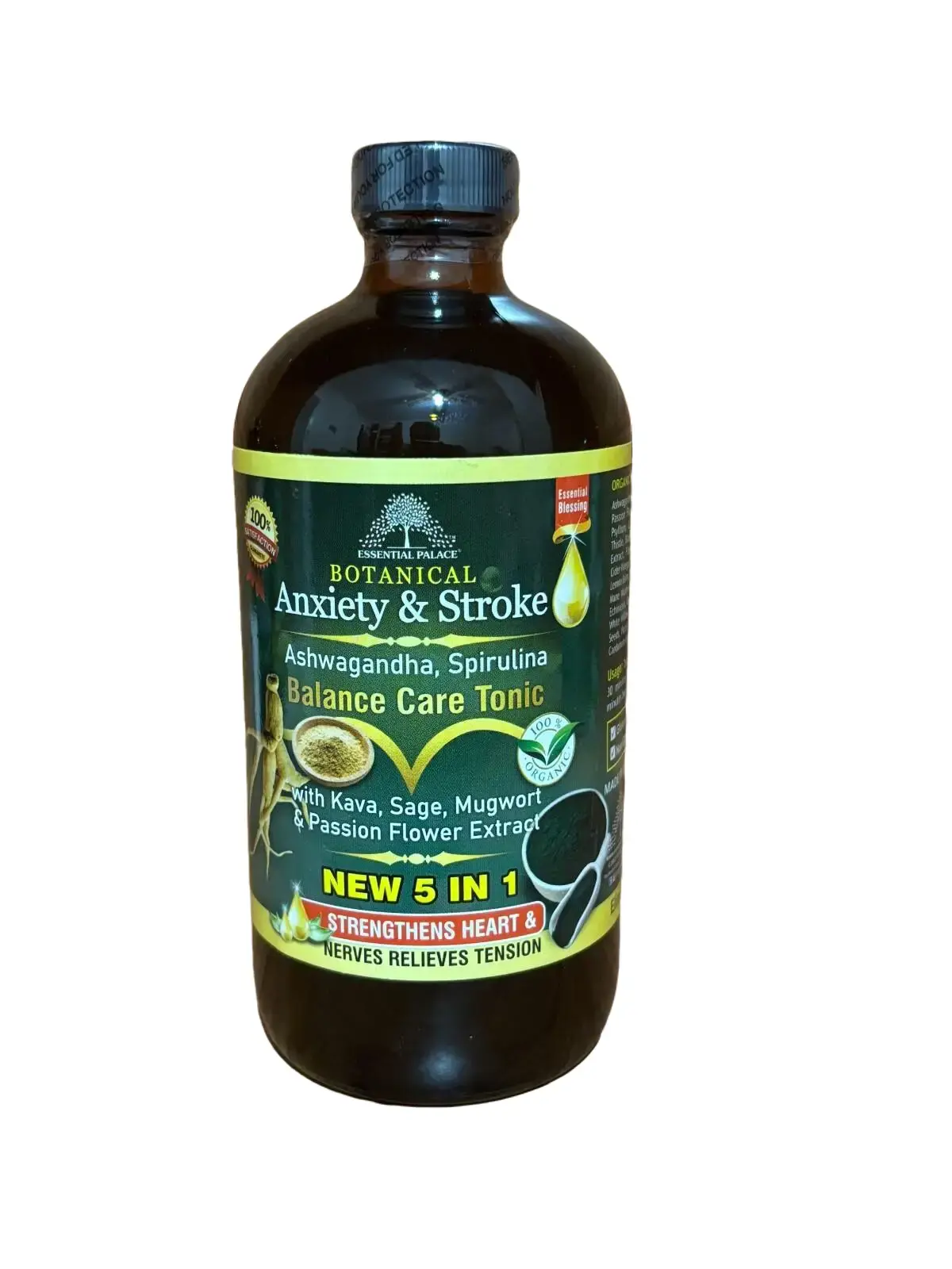 Botanical Calm & Balance Plant-Based Herbal Supplement Tonic - 100% Organic, 16 oz Glass Bottle, Anxiety & Stress Relief Supplement for Relaxation