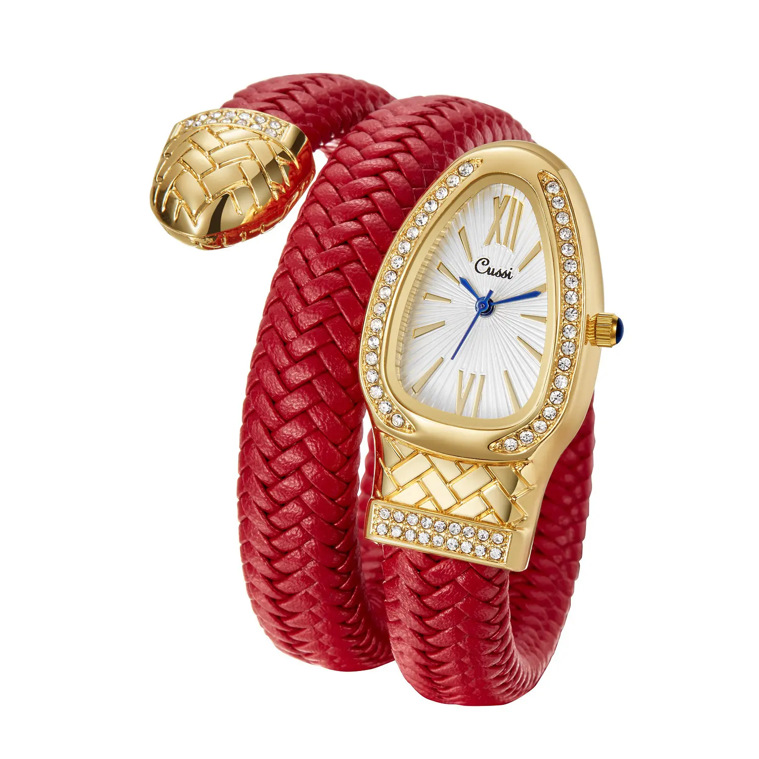 Snake-Shaped Wristwatch Fashionable Personality Quartz Watch with Diamond Inlay Leather Strap reloj analogic stainless steel micro brand green field casual trendy business binbond analog exquisite waterproof