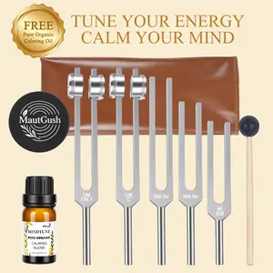 Resonance Sound Healing Tuning Fork Set – 128Hz, 136.1Hz, 256Hz/528Hz, 384Hz with Activator – Sound Therapy for Stress Relief, Deep Relaxation & Chakra Balancing