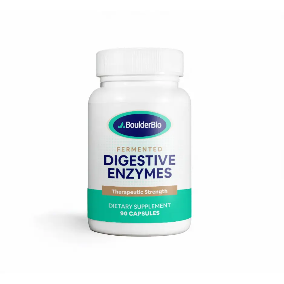 Boulder Bio Pancreatic Enzyme Supplement with High-Potency Lipase | Plant-Based Alternative | Pure Pancreatic Enzymes for Digestive Support | Amylase, Protease, Fermented Digestive Enzymes | 90 ct