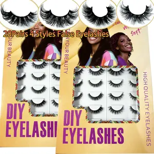 20 pairs of different styles  thick eyelash 3D Mink Lashes Faux Mink 3D Fluffy Lash Soft Full Thick Wispy Eyelash Dramatic False Eyelashes Makeup