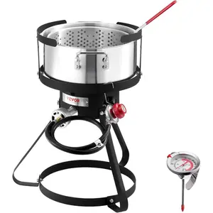 VEVOR 80 Qt Seafood Boiling Kit with Strainer, Outdoor Seafood Boil Pot and Basket, Cooking Set for Crab Crawfish Lobster Boiling, Aluminum Stockpot with 100, 000 BTUs Propane Burner and Steamer RackVEVOR Super Brand Day