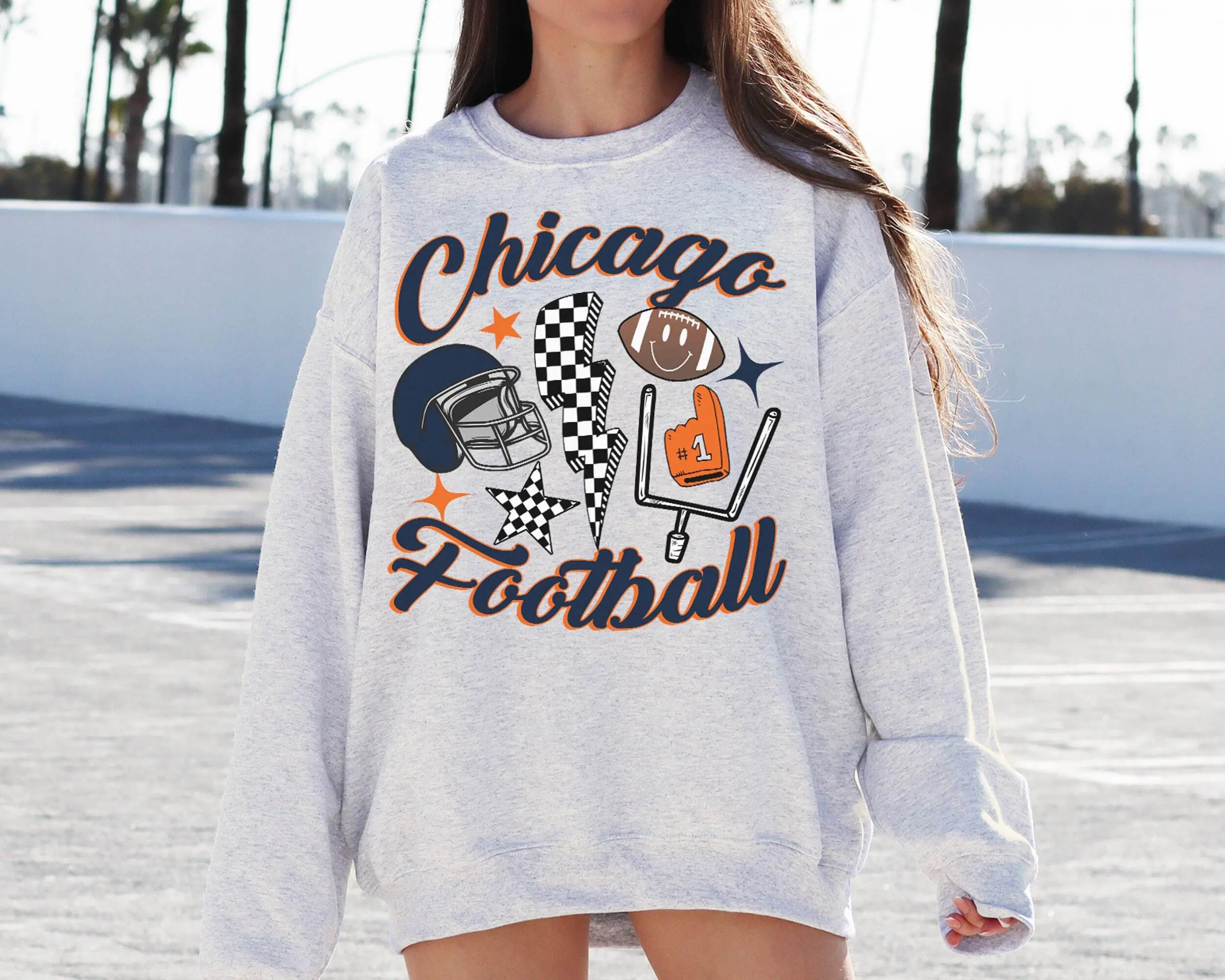 Retro Chicago Football Crewneck Sweatshirt T-shirt Bears Shirt Vintage Chicago Football Shirt