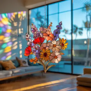 Vibrant Wildflower Suncatcher, Wildflower Acrylic Suncatcher, Wildflower Window Hanging Decor, Florist Suncatcher, Gift for Flower Lover