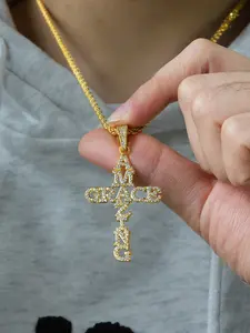 Amazing Grace Prayer Cross Pendant, Religious Pendant, copper inlaid zircon material, hip-hop jewelry accessory, necklace, gift, birthday present