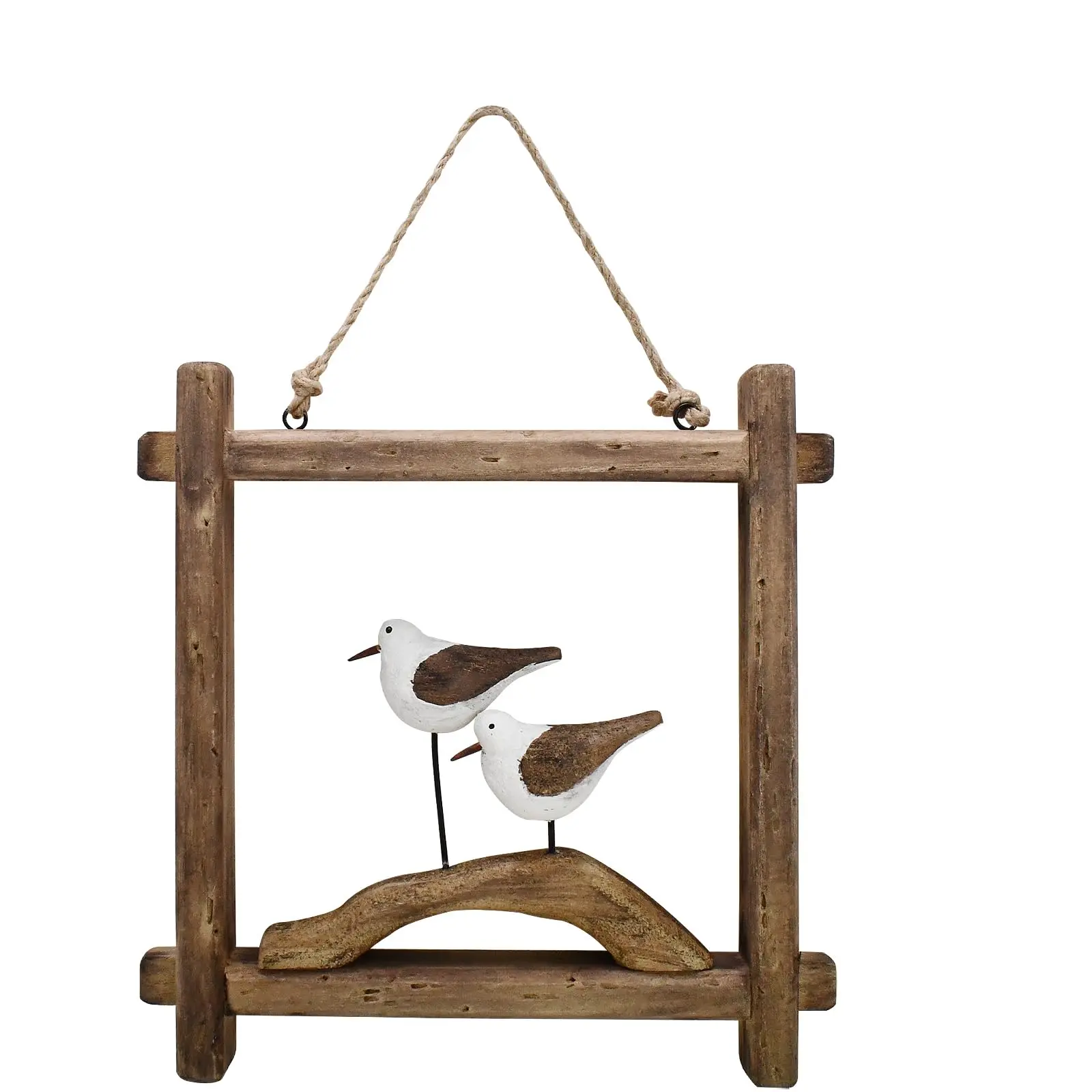 Seagull Wall Decor Wood Nautical Seabirds Art Hanging Sculpture Decorative Themed Ornaments Rustic Beach For Bathroom Home House 8.66 Inch