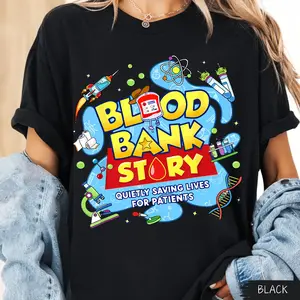 Comfort Colors Retro Lab Week 2026 Blood Bank Story Laboratory Lab Tech Shirt, Funny Phlebotomist Medical Lab Tech Laboratory Assistant Graphic Tee