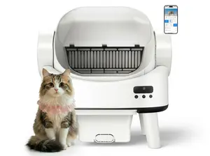 OMNIRA Self Cleaning Cat Litter Box for Multiple Cats, Open-Top Automatic Litter Box with App Control & Safety Sensors, Hands-Free Large Capacity 10L Waste Bin, Ultra-Quiet Operation, 65L Space