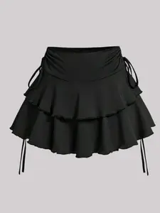 Spring Summer Fall Trendy Casual Elastic Plain Fitted Short Skirt, Comfortable Basic Half Skirt for Daily Wear, Stylish and Versatile Design