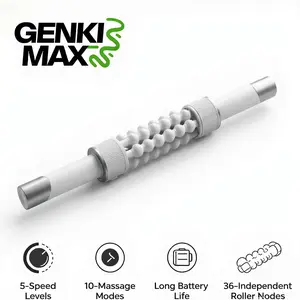 【GENKI MAX】5-Speed 2-Mode Electric Rolling Massager, Lymphatic Drainage Massager, Muscle Recovery Fascia Roller, Back Massage Roller, for Arms, Legs, Back, Feet, Relieves Lymphedema & Lipedema