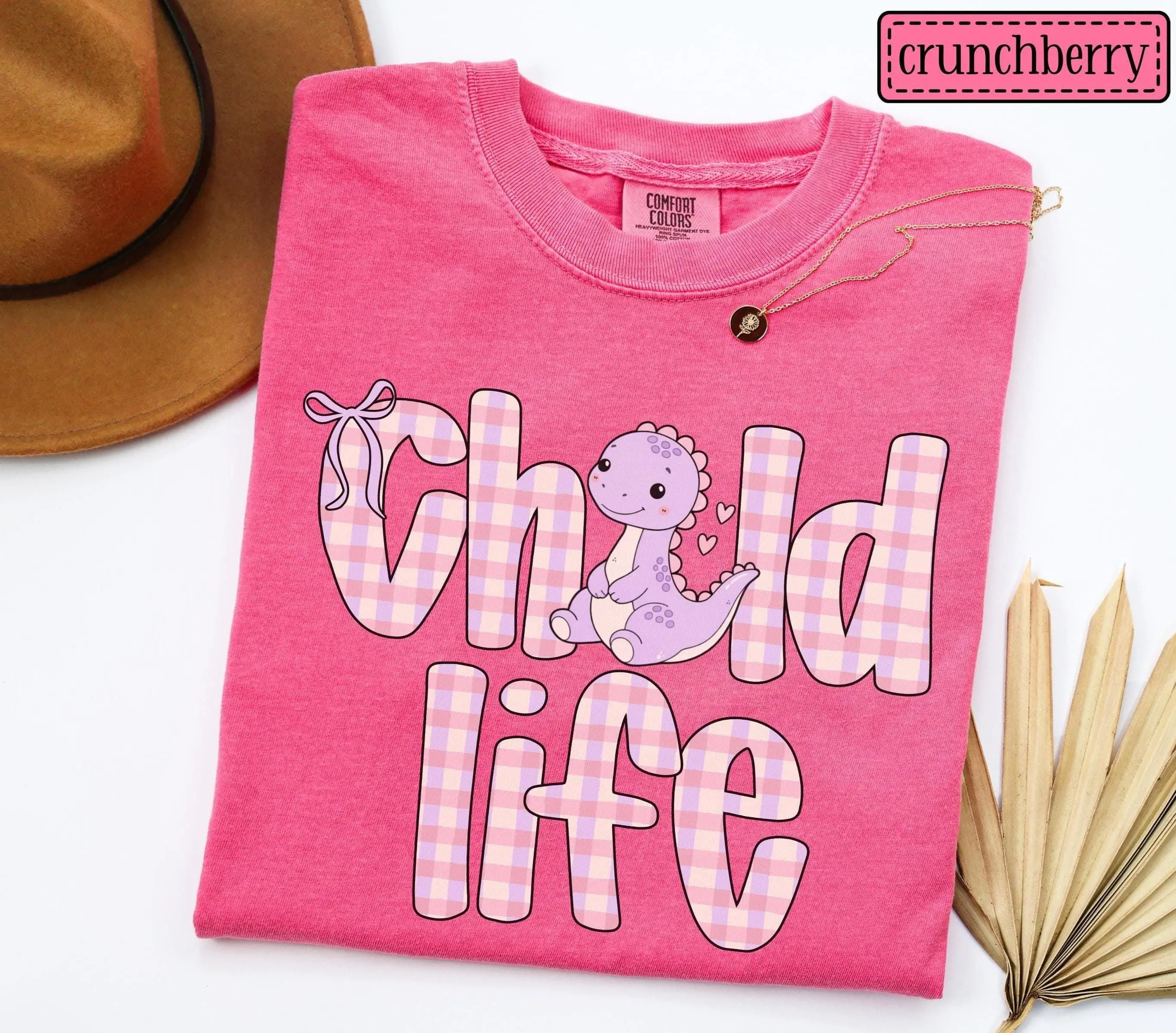 Child Life Dinosaur Shirt • CLS Comfort Colors Dino Work Tshirt • Certified Child Life Specialist Gifts • PEDS Child Life Crew Gingham Tees