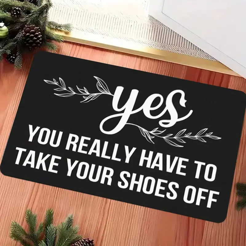 DoorMat - "YES, You Really Have to Take Your Shoes Off" Funny Welcome Mat - Black & White Shoe Removal Requester Floor Mat for Living Room, Kitchen, Home Office - Decorative Doormat for Entryway summerwins