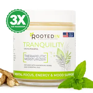 Rooted In Tranquility Cream | 3X Magnesium Energy & Stress Relief | Ashwagandha Infused | Hydrating Body Butter | 4 oz | Plant Based | Moisturizing & Focus Enhancing - Moisture