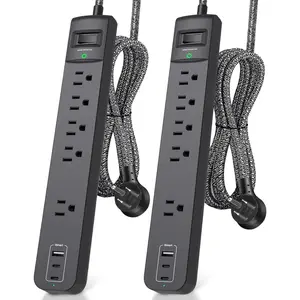 2 Pack Power Strip Surge Protector - 5 Widely Spaced Outlets 3 USB  Ports, 1875W/15A 6Ft Braided Extension Cord, Flat Plug Overload Protection, Wall Mount for  Office Dorm Room Essentials