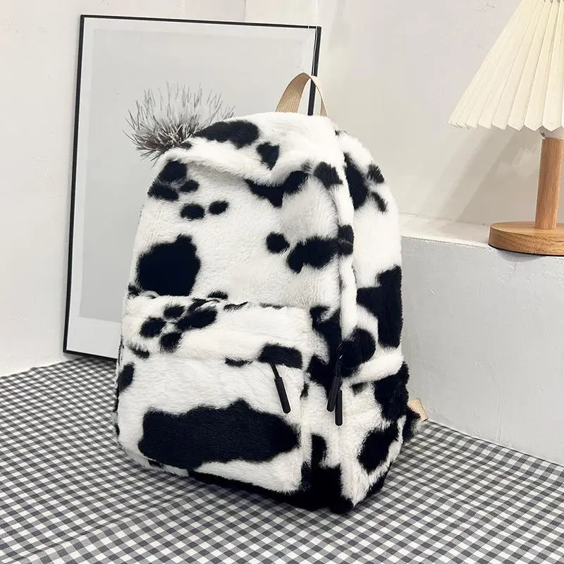 Viral Leopard Print Backpack, Fall Must-Have Fluffy Soft Y2K Aesthetic Backpack Viral Leopard Print Backpack, Fall Must-Have Fluffy Soft Y2K Aesthetic Backpack