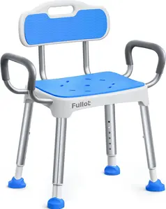 Widened Shower Chair for Inside Shower with Padded Back & Arms, 400 lbs Heavy Duty & Adjustable Shower Chair for Elderly and Disabled, Non-Slip Shower Seat, Bath Chair for Tub