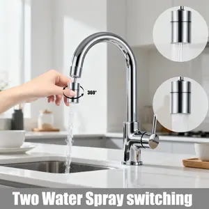 Solid Brass 360° Swivel Faucet Nozzle Dual Modes Water Saving Anti-Splash Extender Easy Install Omni-Directional Rotation Pressure Boost Non-Threaded Universal Design