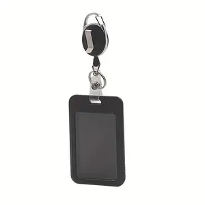 Vertical Plastic Card Holder with Expandable Roller, ID Credit Card Key Protector, Office School License Protection, Secure Storage Solution, Retractable Badge Holder