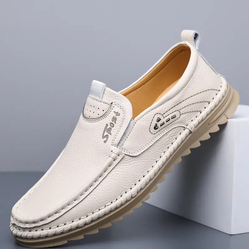 Hand Sewn Men Loafers Lightweight Slip Ons Solid Color Flat Heel Comfortable  Breathable Durable Casual Shoes Casual Walking Shoes Driving Shoes Affordable Loafers