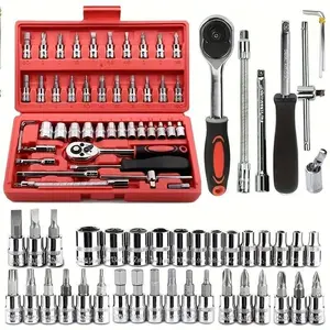 Socket Wrench Set 46PCS | Metric Ratchet Wrench & Bit Kit | Professional Auto Repair Tools