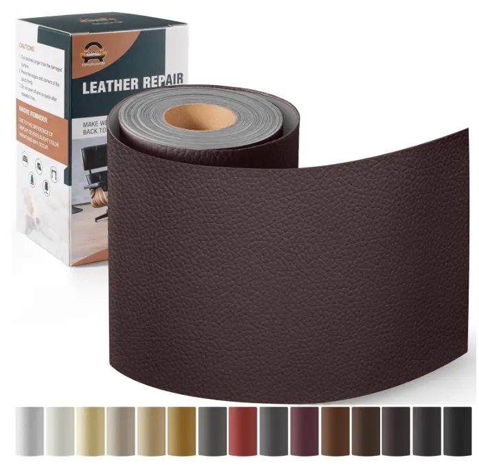 Leather Repair Kit for Furniture 4"x 63" Leather Tape Repair Patch Self Adhesive Sofa Vinyl Repair Patch Kit for Car Seat,Couch,Boat Seat,Chair - Dark Brown