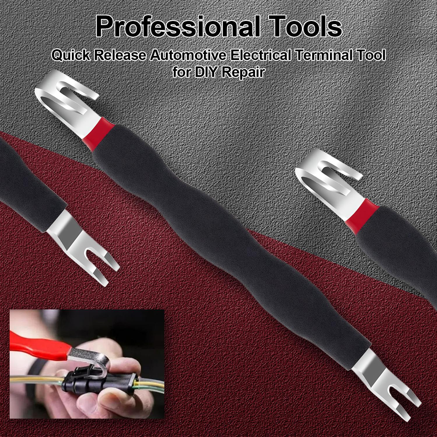 VAYWET Automotive Electrical Terminal Connector Separator Terminal Release Removal Tool, Connector Removal Pliers Connectors Remove Tool, Double Ended Design Auto Puller for Cars, Trucks, SUV Dual End Wiring Harness Disconnect Metal Connector Pin Removal