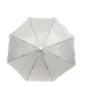White Umbrella with Ruffle 17.75" (Each)