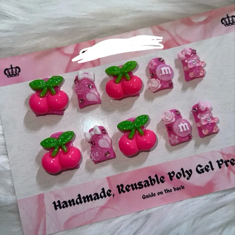 Pink Cherry Junk Nail Duckies (Size Required) random charms