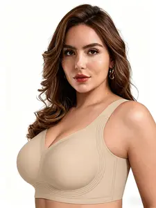 Plus Size Supportive Wireless Push‑Up Bra for Women, Seamless Full Coverage No Underwire Comfort Bra, M‑4XL