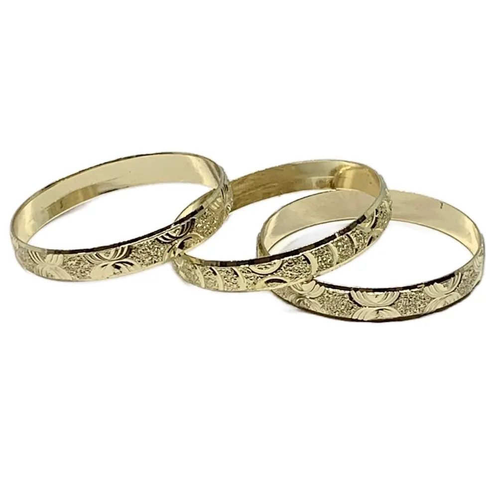3 set Bangle Bracelet Yellow Gold New Born Bangles Baby bangles Silver Bangles Set Pulseras, random patterns