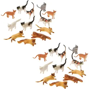 Plastic Cat Figures 24 Count - 2 Assorted Styles - 2 Packs of 12 Each