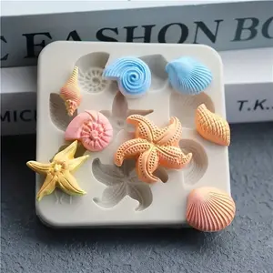 3D Marine Life Silicone Mold, 1 Count DIY Conch Shell Starfish Silicone Mold, Marine Life Ornaments and Craft Decorations Mold, Handmade Crafts