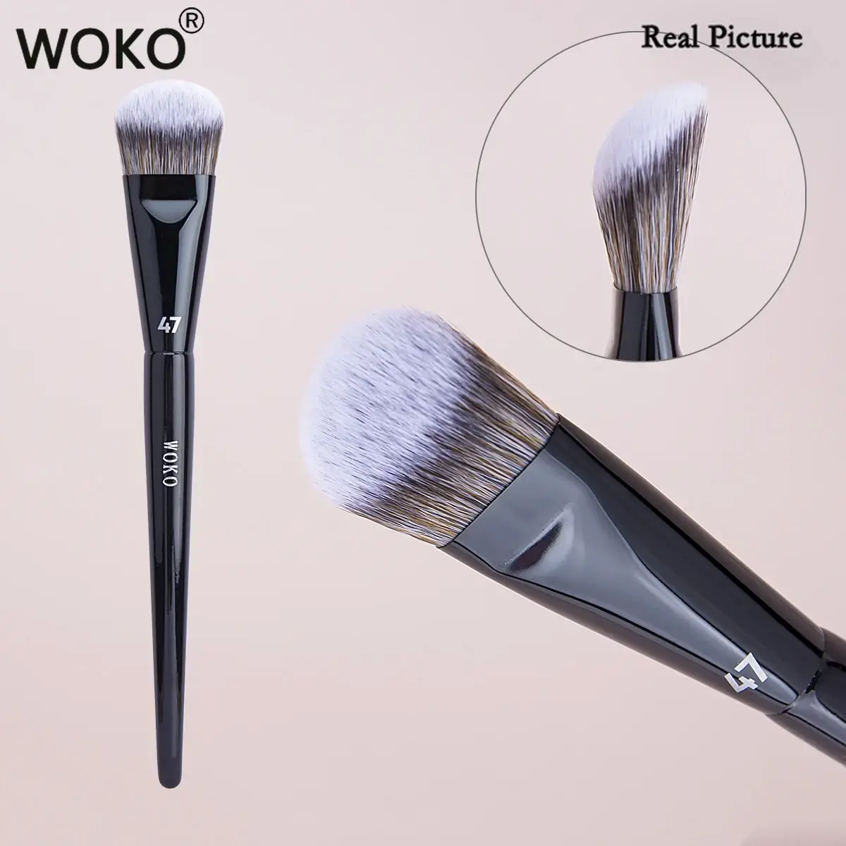 47 Foundation Brush Broom Shadow Liquid Cream Blending Blush Foundation Brush  Angled Professional Makeup Brush Cosmetic Tool