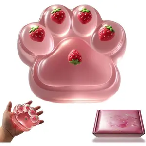 Taba Squishy Paw Squeeze Toys - Oversized 5-inch Cat Paw Squishy Fidget Toys for Kids and Adults,Stress Relief Kawaii Strawberry Cat Paw Toys,Relieves Stress Anxiety Gifts,for Birthday (Pink)