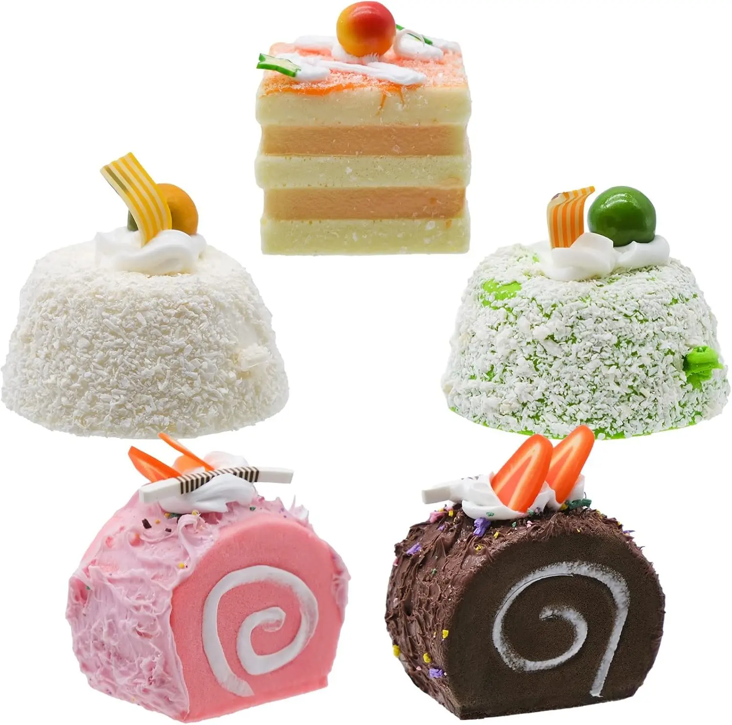 5-Piece Fragrant Artificial Cupcake Set - Realistic Fake Dessert for Kitchen Display, Bakery Shop Photography Props, Home Decoration
