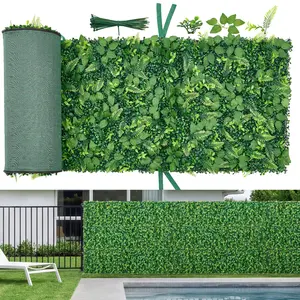 VEVOR Artificial Plant Wall, 4 PCS, Each Panel 2 x 8 ft Artificial Boxwood Panels, Sun Protection Greenery Backdrop Privacy Hedge Fence, Fake Grass Screen for Wedding, Indoor, Outdoor Garden, Backyard