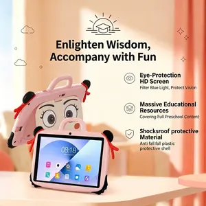 New 7-inch children's touchscreen tablet with 4GB RAM, 64GB ROM, Android 13 system, supports WIFI function, parents can control education and learning software, dual cameras, Q-version, cute and can support the back shell